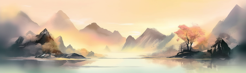 山水河流复古风意境自然景观中式风水墨画,插画/手绘图,插画/手绘图库,插画/手绘图下载,插画/手绘